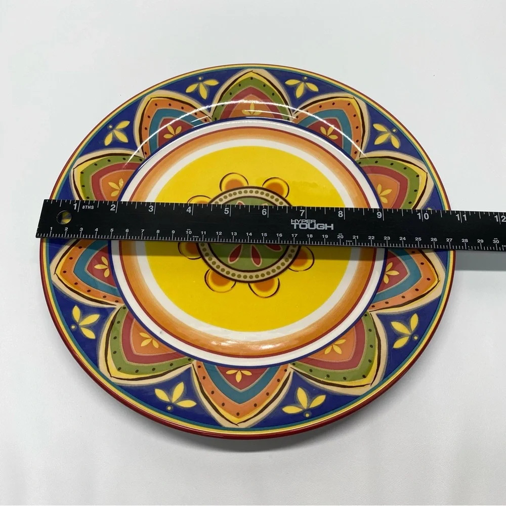 Pier 1 Mexicali Print Dinner Plate Multicolored Stoneware Contemporary READ